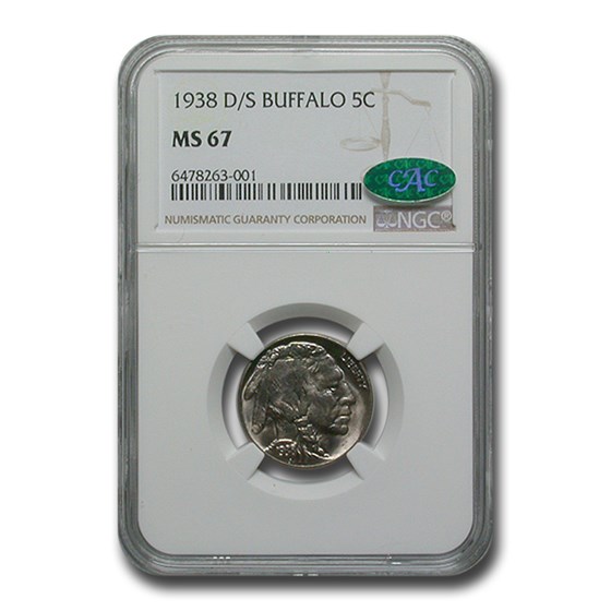 1938-D/S Buffalo Nickel MS-67 NGC CAC 1938-D/S Buffalo Nickel MS-67 NGC CAC